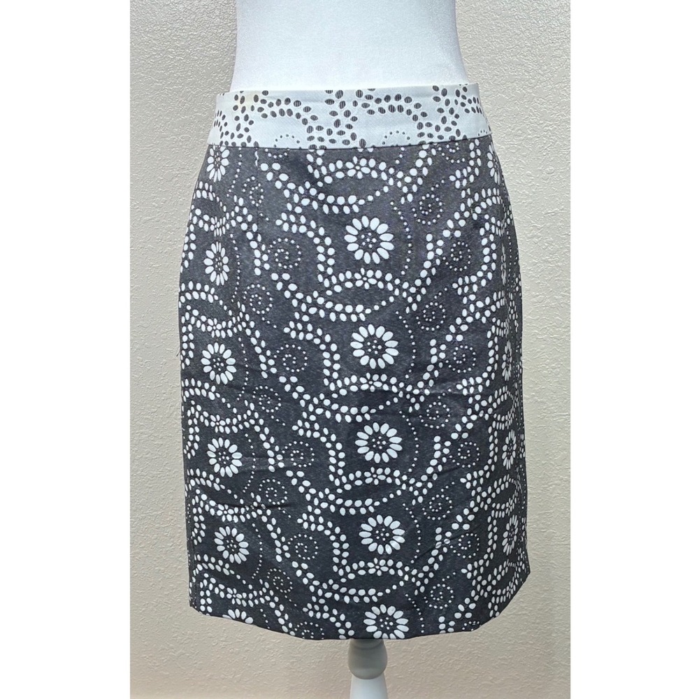 Banana Republic Womens Black‎ White Paisley Jacquard Pencil Skirt 4 950805-00